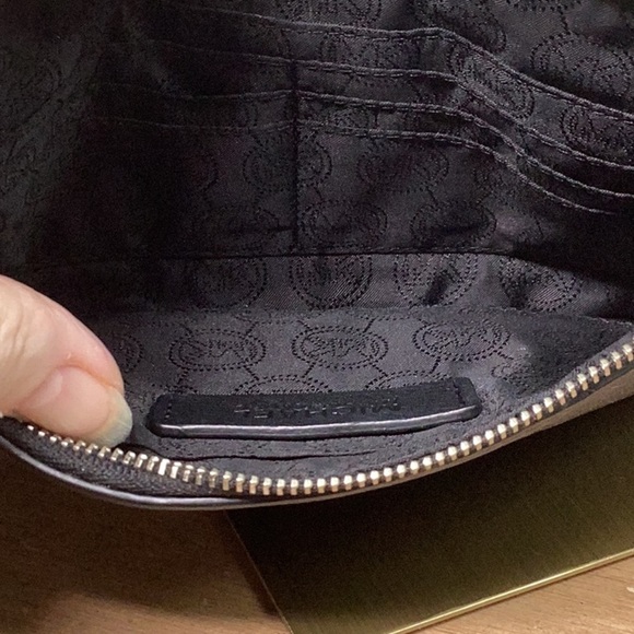 Michael Kors Black Pebbled Leather Wristlet with Silver Grommets - Picture 4 of 6